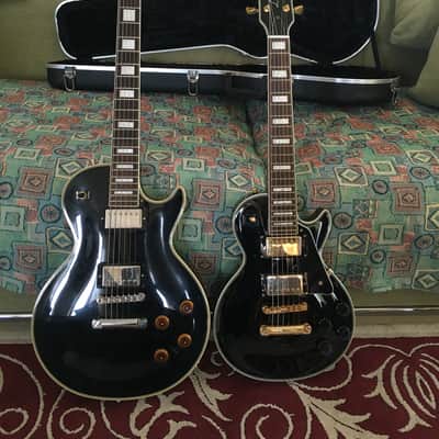 Edwards Mini Les Paul Custom Black & Gold w. Hard Case and Gibson pickup image 1