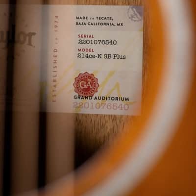Taylor 214ce-K SB Plus Left-Handed Grand Auditorium Acoustic/Electric Guitar - Sunburst with Aerocase - Factory Demo image 13