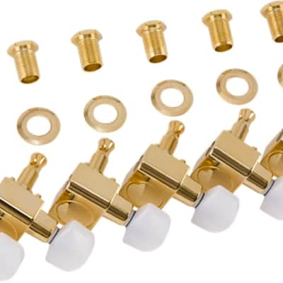 Fender Deluxe Cast/Sealed Guitar Tuning Machines with Pearl Buttons - Gold image 1