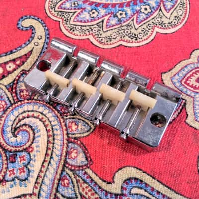 VINTAGE 1970 GIBSON (2) POINT (4) SADDLE BASS BRIDGE w/ POSTS & INSERTS image 3
