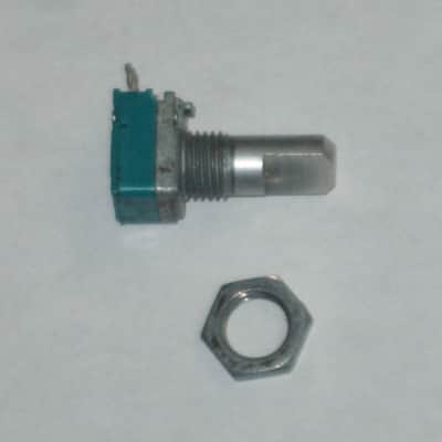 used (is fine / works fine) BOSS / ALPS potentiometer, 50 3A 03 5V, D Shaft, JAPAN, 1990s - 2010s - POT: blue, silver / NUT: gray (NO pedal, NO knob, NO other items) teal, square image 19