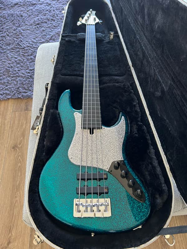 Modulus RevOLite Jazz 5 String Fretless 2024 - Blue/Silver Flake image 1