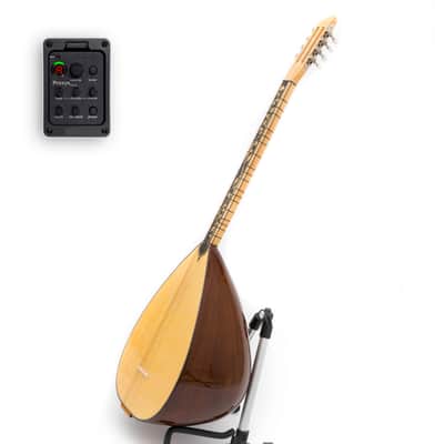 Short Saz Turkish Baglama with built-in Equalize, Walnut wood & Guitar pegs image 1