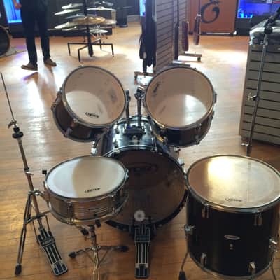 Excel 5pc Blk Drum Set Shells w/Pedal, HH Stand, Cymbal Stand image 1