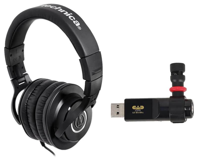 Audio Technica ATH-M40x Studio Monitor Headphones+CAD Recording Microphone image 1
