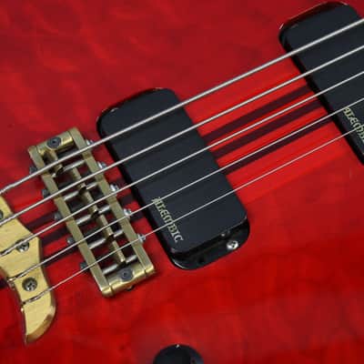 Vintage 1991 Alembic Omega Series Spoiler 5-String Bass, Red, Fat Boy Pickups, Please Message for Shipping Quote image 10
