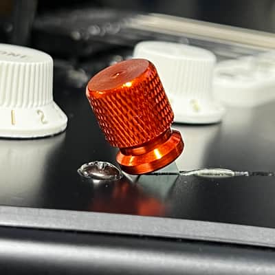 Kinnatone Orange Skirted Knurled 3 or 5 way Blade style Switch Tip Knob For Strat or Tele Charvel,Jackson,PRS, Ibanez and more image 1