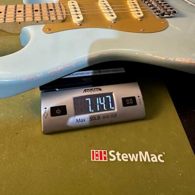 Partscaster Stratocaster 2023 - 'Daphne Blue Light Aged MJT Body Fender USA Neck and Fender Custom Shop Preloaded Pickguard image 2
