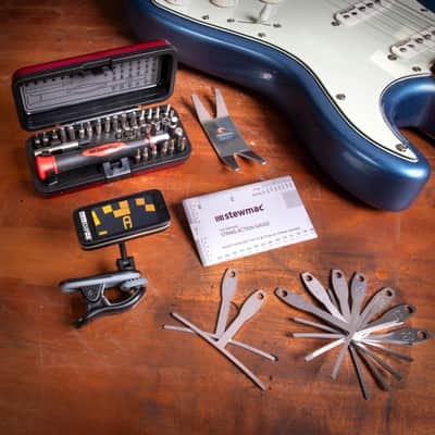 StewMac Guitar Tune-up Set, Imperial (104742) – Pro Setup Tools for Guitarists with StroboClip HD Tuner Radius Gauges Action Gauge Spanner Screwdriver for Accurate Guitar Maintenance and Adjustment image 2