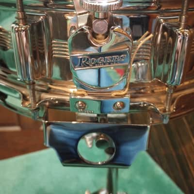 Rogers "Big R" Dyna-Sonic 5x14" Brass Snare Drum 1975 - 1984 - Chrome image 3