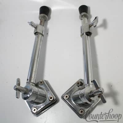 Pearl 2x Bass Drum 70s Spurs+Mounts Heavy Duty Telescoping Legs Chrome Rubber Ft image 1