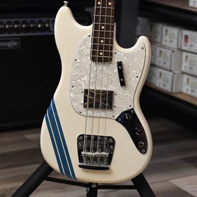 Fender Pawn Shop Mustang Bass 2013 - 2014 - Olympic White with Racing Stripe image 1