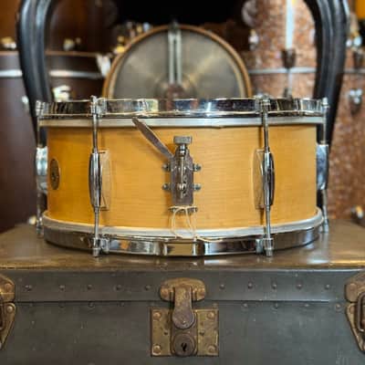 VINTAGE 1960's Gretsch 5.5x14 Dixieland Snare Drum in Natural image 3