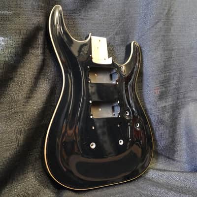 1996 ESP/Japan Original Horizon Alder Guitar Body - Black w/ Natural Binding image 9