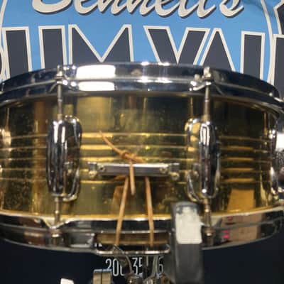 Slingerland - 5.5x14" No. 140 Artist Brass Snare Drum, 1985–1989, Lacquered Brass image 9