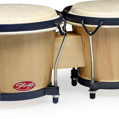 STAGG Natural Finish 6"-7" Traditional Wooden Bongo Set With Tuning Lugs image 1