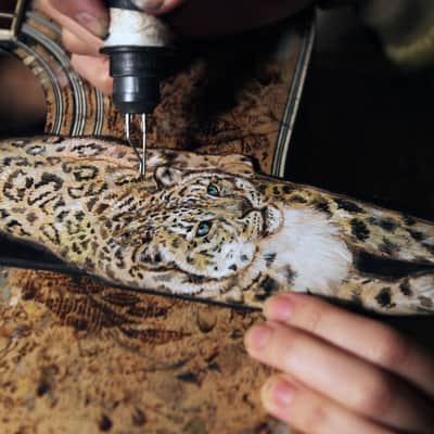 Burny Black custom guitar strap _ snow leopard black made to order - oil image 11