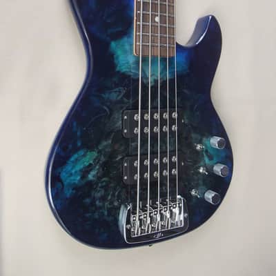 G&L L-2500 transparent blue over buckeye burl/ Namm 2018 one off image 1