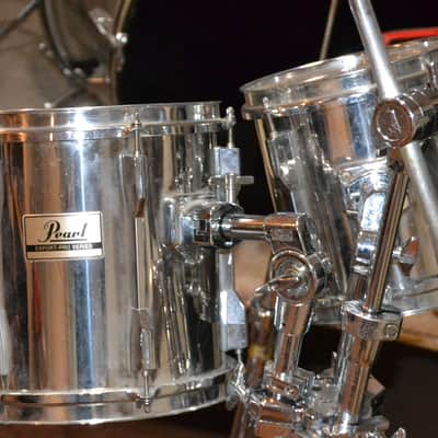 Pearl Export 7 Piece Drum Set 90's Chrome w Premier Snare Drum 90s W/ Cases image 7