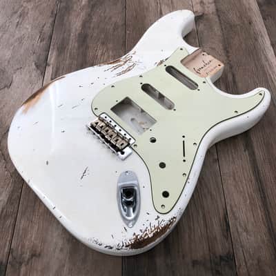 FRANCHIN Mercury guitar body Relic Aged Olympic White 100% Nitro Lacquer Cracks HSS Basswood Stratocaster-Strat-S-Style Made in Italy - Stock piece #23280826 image 7