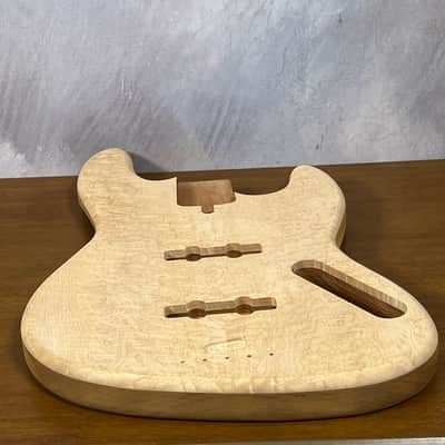 High End Offset Bass Body NOS Blistery Quilted Maple Top, solid one piece Mahogany Back - Unfinished - Front Routed - Luthier Supply R42 image 21