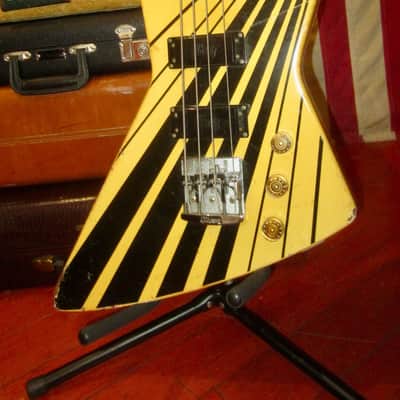 1985 Gibson Designer Series Explorer Bass White w/ Black Stripes image 1