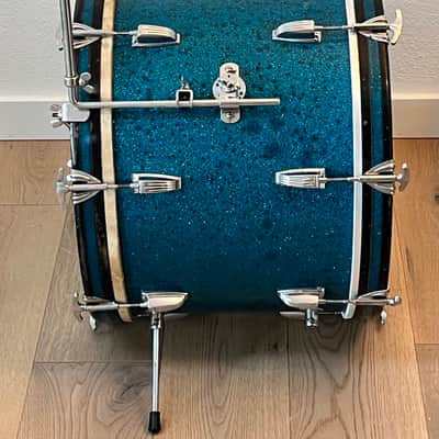 1950's WFL 4 Piece Drum Kit, Blue Aqua Sparkle, Complete W / Cases, Drop Dead Gorgeous image 6