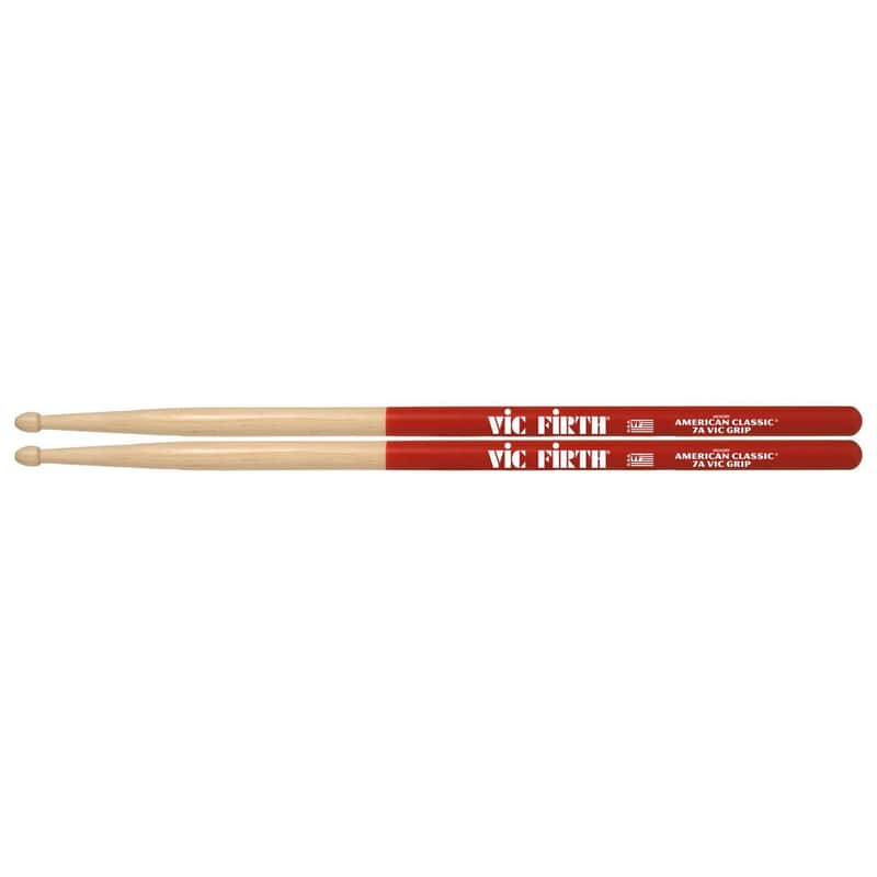 Vic Firth 7AVG American Classic 7A Hickory Wood Tip Drum Sticks with Vic Grip image 1