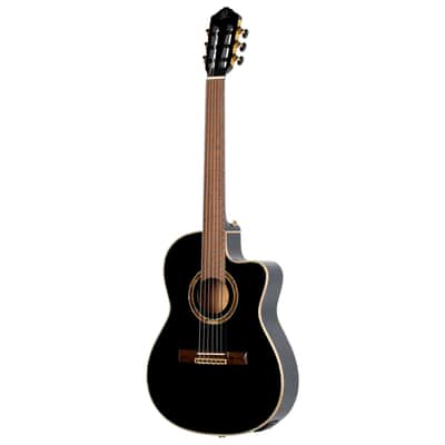 Ortega Performer Series Nylon string Guitar, thinline body - RCE138-T4BK, 52mm Nut Width w/ Gig Bag image 8