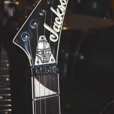 2000's Jackson JS Skulls Series Dinky JS32 DKA Archtop Guitar in Transparent Tiger Blue, w/ New Dunlop Straploks, New Skull Hardware, & Nice ABS Hardshell Case image 13