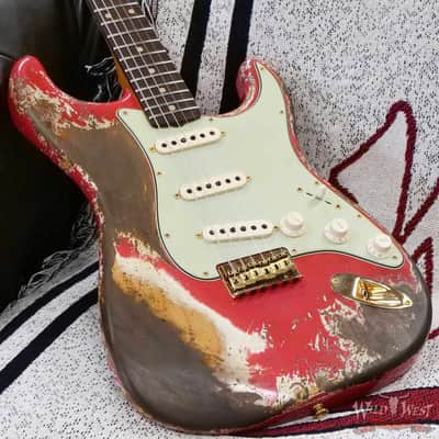 Fender Custom Shop Wild West Guitars 25th Anniversary 1960 Stratocaster Hardtail Madagascar Rosewood Fretboard Heavy Relic Fiesta Red 7.15 LBS image 8
