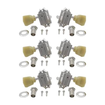 Grover 3x3 Vintage Style Tuning Machine Set - Green Keystone - Nickel Body image 1