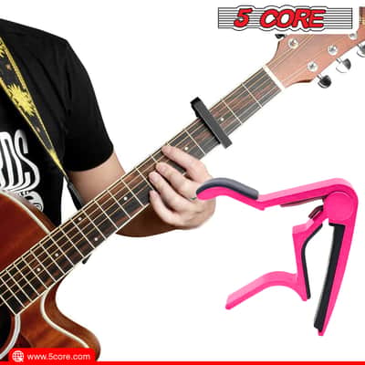 5 Core 6-String Guitar Capo Pink 2 Pack Guitar Accessory for Acoustic, Bass & Electric Guitars image 10