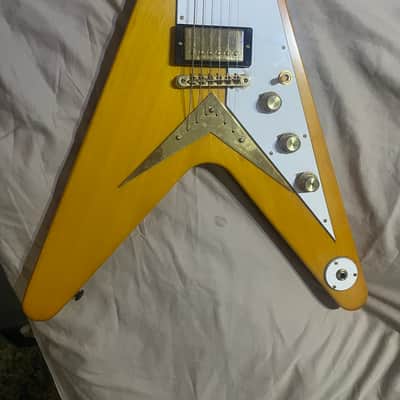Epiphone '58 Korina Flying V 2023 - Aged Natural (White Pickguard) image 5