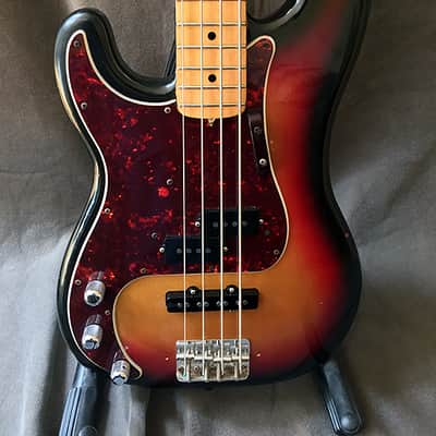 Left-handed Fender Precision bass, c1975 Tobacco Burst, converted to PJ image 4