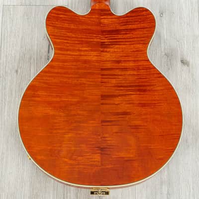Mint Gretsch Electromatic Limited Flame Okoume Broadkaster Double-Cut Semi-Hollow Guitar, Roundup Or image 4