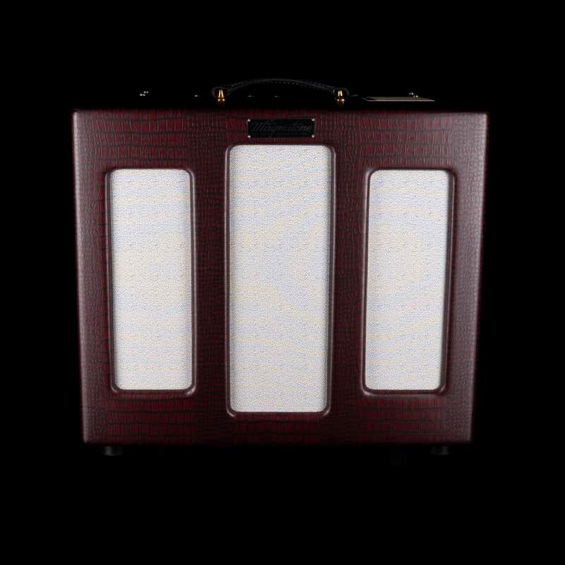 Magnatone Point to Point Varsity Reverb Cathedral Burgundy Guitar Amplifier Combo with Cover image 1