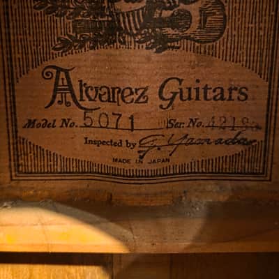Vintage Japan 1980s Alvarez 5071 Acoustic Guitar Natural w/ OHSC image 7