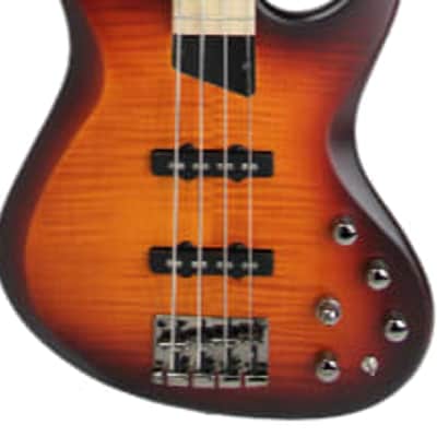 MTD Kingston Kingston Saratoga Deluxe 4 Deep Cherry Burst Satin, Maple Fretboard image 6