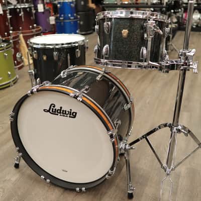 Pre-Owned Ludwig Classic Maple "El Camino" 3-Piece Shell Pack 12/14/20 (Black Sparkle With Gold Sparkle Accents) image 7