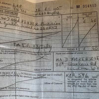 Fender Precision Bass 1968 ARTIST OWNED Ex David Coverdale White Snake, Ex Stealers Wheel, Ex Gonzalez Vintage 60s American USA P-Bass, sales receipt image 4