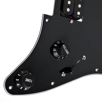 Stratocaster Style HH Loaded Pickguard and Humbucker, Black-Black image 2