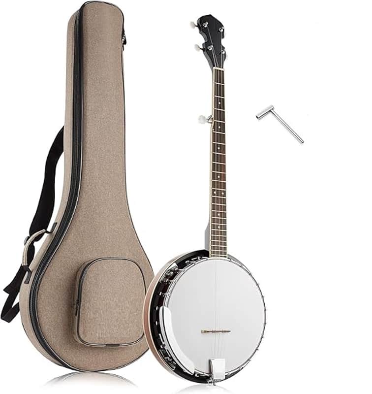 5-String Banjo - Full Size with 24 Brackets, Closed Back, Mahogany Resonator, Geared 5th Tuner, Padded Gig Bag image 1