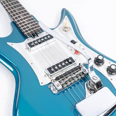 60s Teisco Del-Ray ET-230 Sharkfin Guitar Lake Placid Blue w/ Bridge Mute, Vibey Design image 4