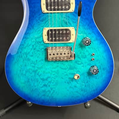 PRS SE Custom 24-08 Quilt Top Electric Guitar Lake Blue w/ Gig Bag image 2