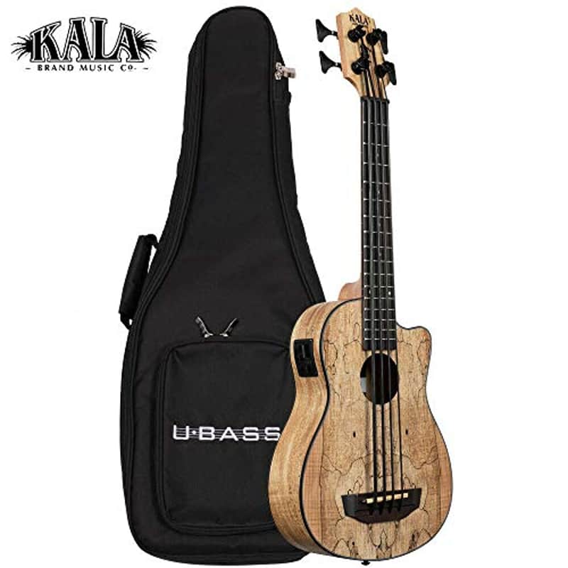 Kala U-Bass Spalted Maple Acoustic Electric Bass Guitar - Natural image 1