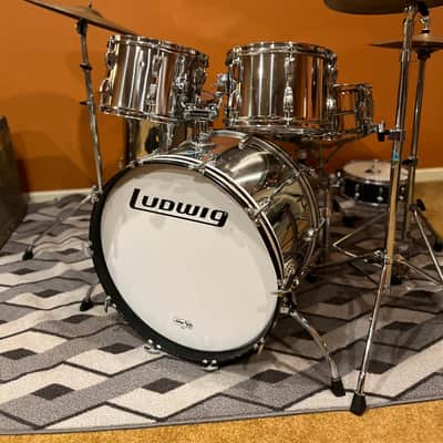 Ludwig 1970s Stainless Steel Drum Kit 24" 16" 13" 12" Big Beat shell pack image 2