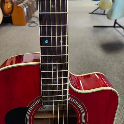 Used Ventura V3RED Acoustic-Electric Guitar - Red w/ Soft Case image 9
