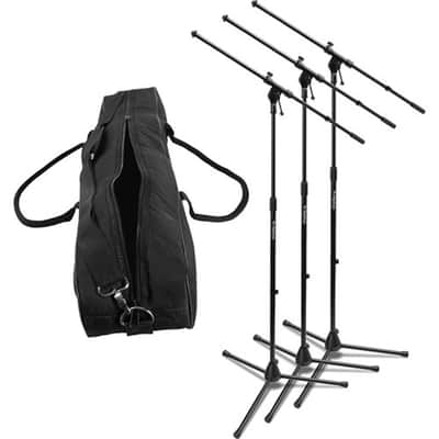 On-Stage MSP7703 Euroboom Microphone Stand 3-Pack w/Padded Bag