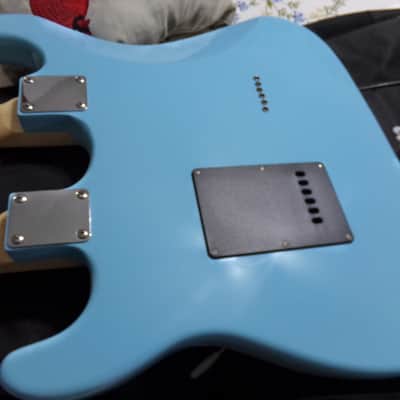 Custom Doubleneck Strat style 6/12 string Excellent 2020 - Blue image 6
